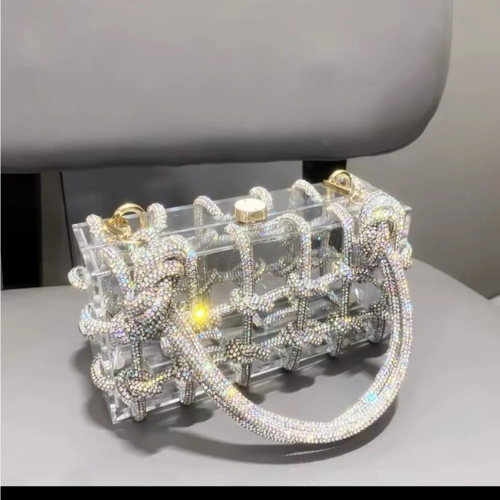 Gold and Silver Transparent Clutch with Industrial Design